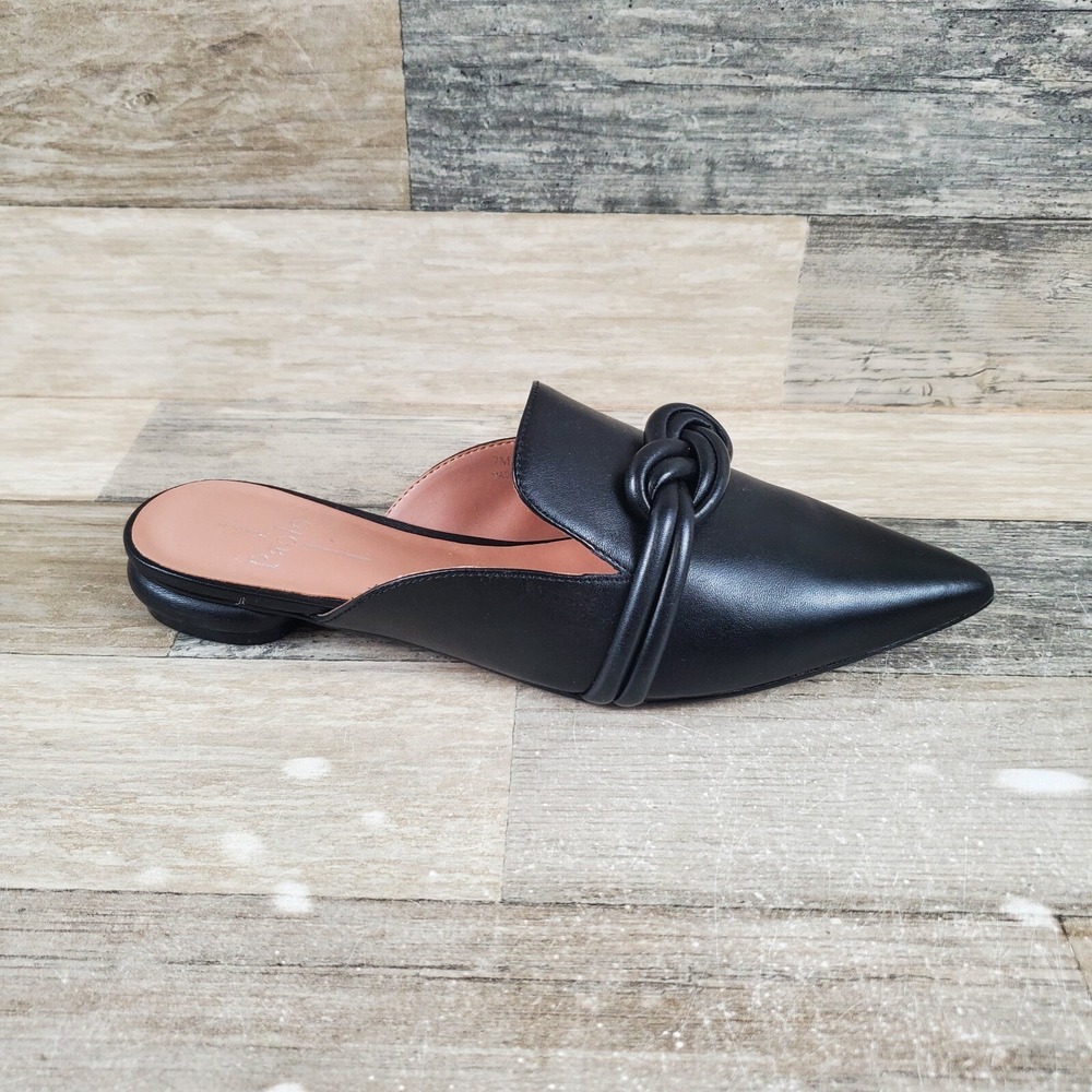 Linea Paolo Azelia Womens Mule Sz 7 M Black Napa Knotted Leather Slip-On Sandals